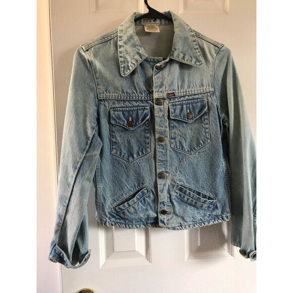 Vtg 1970's Lois Denim Jean Jacket Size S Made In Valencia Spain Bull Logo Size 4 - Picture 1 of 10